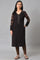 Brown Embroidered Plus Size Winter Kurta