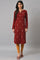 Deep Red Embroidered Winter kurta