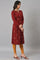 Deep Red Embroidered Winter kurta