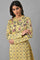 Yellow A-Line Placement Print Winter kurta