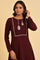 Red Embroidered Winter kurta