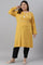 Plus Size Yellow Winter kurta With Embroidered Yoke