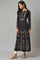 Navy Jacquard Flared Winter kurta