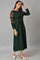 Green Heavy Embroidered Winter kurta