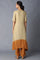 Aure Collection By Aurelia Beige And Tawny Olive Colour Block kurta With Palazzo Set