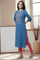 Blue Embroidered Seer Sucker Kurta