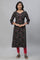 Black Sweetheart Neck Printed Kurta