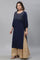 Blue Textured Rayon Embroidered Kurta