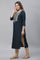 Blue Embroidered Festive Ethnic Kurta