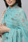 Blue Printed Organza Dupatta
