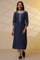 Blue Lurex Straight Kurta and Pants Set