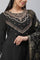 Black Zari Embellished Kurta Pants Dupatta Set