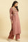 Salmon Pink Micro Velvet Embroidered Kurta, Pants And Dupatta Set