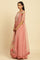 Pink Embeelished Cape And Flared Dress Set