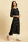 Black Floral Printed A-Line Kurta