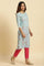 Blue Floral Printed Light Festive Kurta