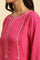 Pink Embroidered Textured Dobby Kurta