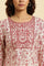 Beige And Red Floral Printed Summer Kurta