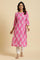 Pink Straight Kurta With Floral Print