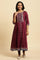 Purple Embroidered Flared Kurta