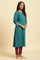 Blue Embroidered Festive Kurta