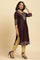 Purple Embellished Straight Festive Kurta