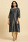 Dark Grey Dobby Embellished Kurta