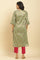 Green Printed Jacquard Kurta