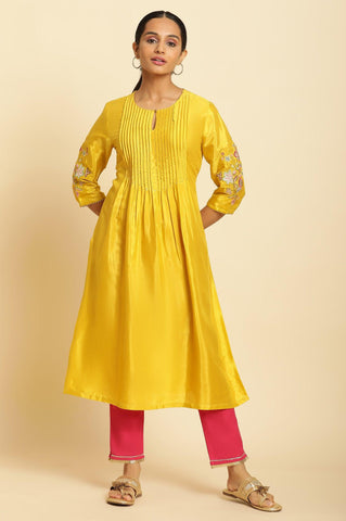 Marigold Yellow Embroidered Kurta