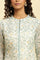 Ecru Kota Kurta With Green Floral Print