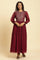 Wine Heavy Embroidered Festive Dress