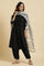 Black Flared Kurta With Bandani & Tie-Dye Detail