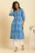 Blue Cotton Dobby A-Line Kurta