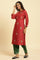 Red Chanderi Straight Kurta With Dori Embroidery