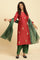 Red Chanderi Straight Kurta With Dori Embroidery