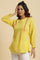 Yellow Embroidered Pintuck Top