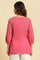 Pink Embroidered Solid Top With Side Tie-Up