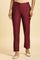 Dark Pink Solid Slim Pants