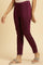 Purple Slim Pant With Embroidered Hemline