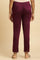 Purple Slim Pant With Embroidered Hemline