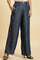 Blue Wide Leg Denim Flared Pants