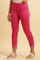 Pink Slim Pants With Embroidered Hemline