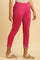 Pink Slim Pants With Embroidered Hemline