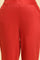 Red Straight Pants With Embellished Hemline