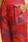 Bright Red Floral Printed Satin Pants