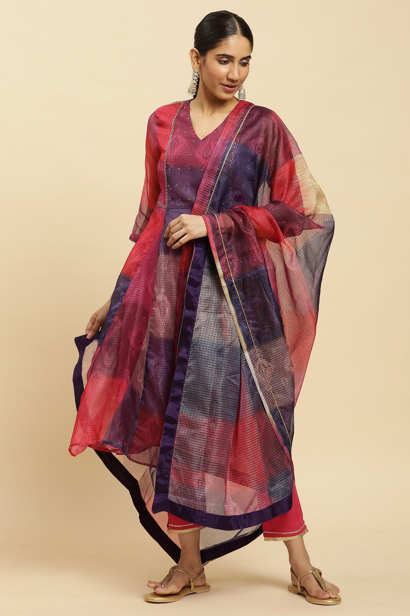 Mutli-Coloured Printed Kota Dupatta