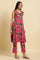 Pink Floral Printed Sleeveless Kurta & Pants Co-Ord Set