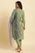 Light Green Floral Printed Kurta, Pants And Dupatta Set