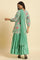 Mint Green Printed Short Kurta, Tiered Sharara And Dupatta