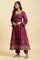 Purple Embellished Kurta, Pants And Dupatta Set